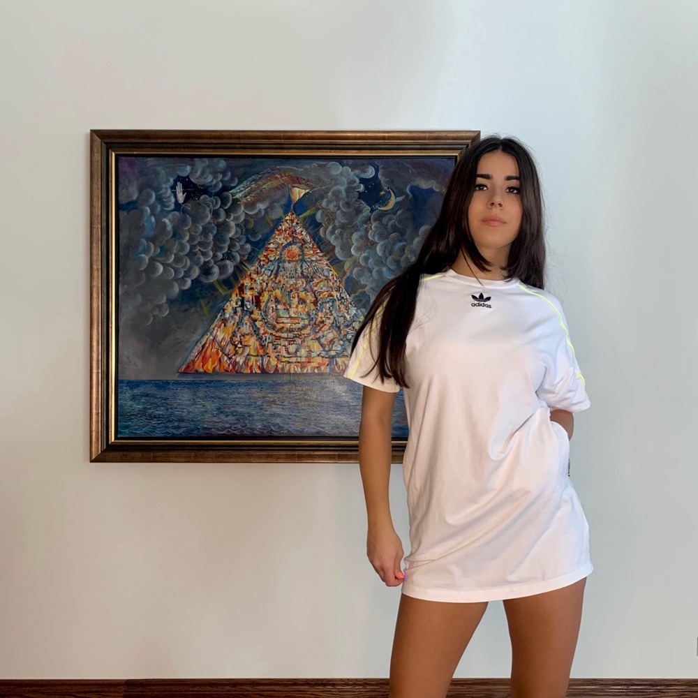 T-Shirt White Adidas Dress - Picture 1 of 3